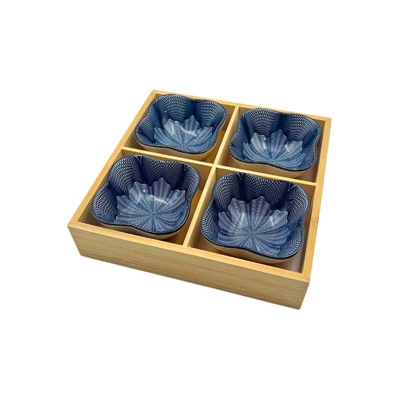 陶瓷花碟围炉煮茶彩色花碗水果碟酱料碟四宫格盒创意摆盘餐盘配碗