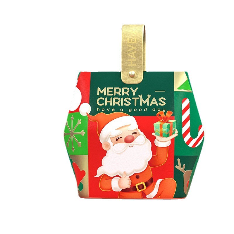 4个圣诞老人手提式礼品包装盒糖果盒圣诞礼物包装圣诞饼干纸盒-图3