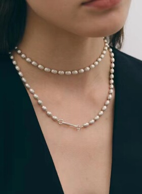 新品复古重工拉丝项链轻奢小众吊坠叠戴链简约百搭时尚感配饰女