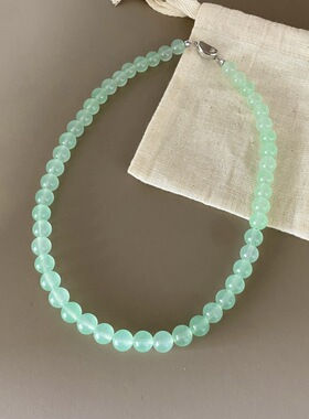 夏日薄荷曼波葡萄石圆珠锁骨链