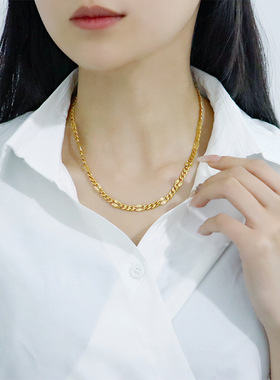 欧美ins风复古轻奢个性时尚金色项链女百搭感简约小众锁骨链