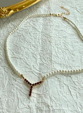 Y/PROJECT轻奢小众设计感珍珠项链Y型吊坠男女同款欧美ins锁骨链