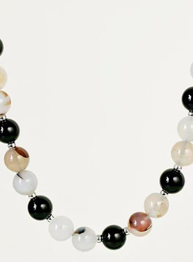 新款圆珠项链气质天然玛瑙串珠项链简约高级项链小众设计锁骨链