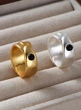 环形交叠彼得石戒指女欧美轻奢小众设计高级感简约百搭冷淡风指环