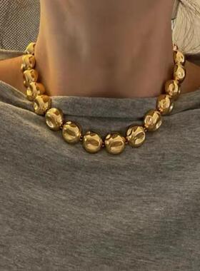 欧美气质凹陷半球项链极简风锁骨链小众设计轻奢感手链女