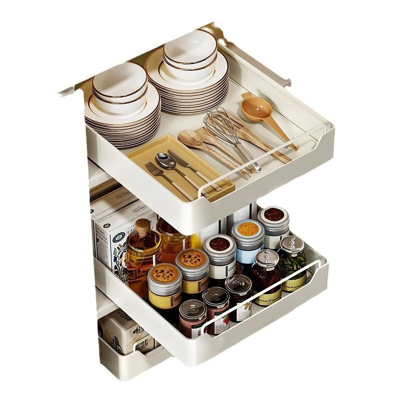 免钉拉篮橱柜调味料架抽屉式收纳盒下水槽厨房多功能置物架碗碟盘,淘宝优惠券,粉丝福利购,淘宝优惠卷