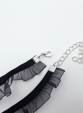 韩国原宿朋克风绢纱短款蕾丝项圈