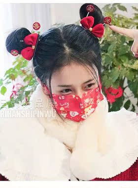 白鹿蝴蝶结发饰红色本命年减龄潮