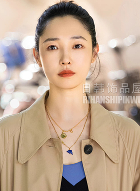 白百何同款项链2022年新款小海豚锁骨链白百合