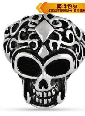 钛钢戒指指环朋克风骷髅钛钢戒指