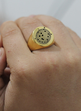 时尚钛钢戒指 欧美激光镭射刻地球图案光面圆形钛钢戒指指环