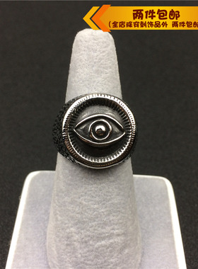 时尚钛钢戒指 朋克风恶魔之眼睛 钛钢眼睛戒指 钛钢男款戒指指环