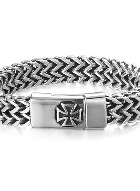 钛钢欧美风十字架手链