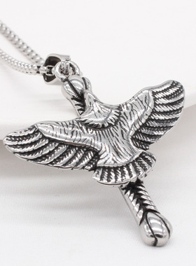 时尚钛钢项链  欧美个性复古高桥五郎老鹰男式钛钢项链