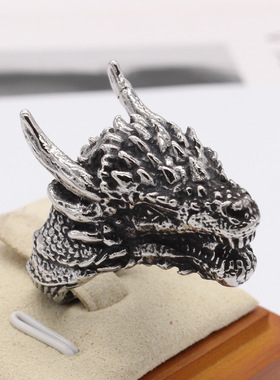 时尚钛钢男款戒指 欧美个性复古麒麟龙头钛钢戒指指环