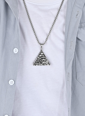 时尚钛钢项链古埃及金字塔荷鲁斯之眼钛钢项链金字塔吊坠钛钢项链