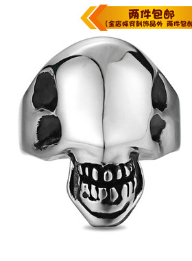光面骷髅霸气风鬼头钛钢戒指