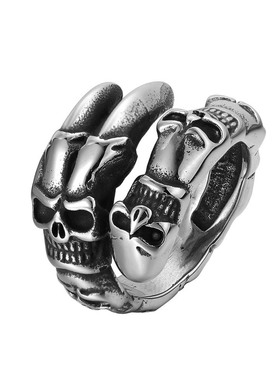 时尚钛钢男款戒指 复古时尚朋克个性骷髅鹰爪钛钢戒指潮男指环