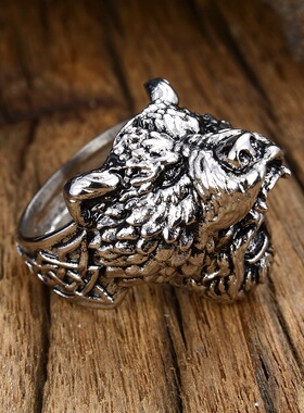 时尚钛钢戒指欧美霸气动物钛钢戒指熊人熊头凯尔特人钛钢戒指指环