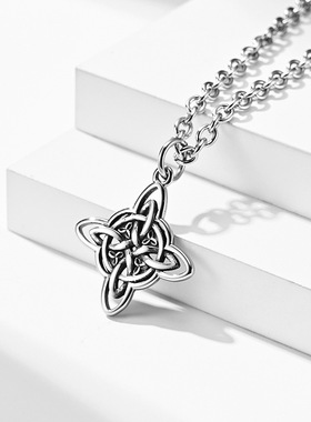 时尚钛钢项链 做旧复古凯尔特结项链 无止境的爱循环结钛钢项链