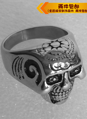 骷髅头欧美风复古钛钢戒指
