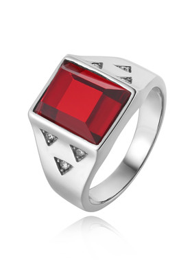 时尚钛钢男式戒指 欧美时尚简约三角形宝石钛钢男款戒指指环