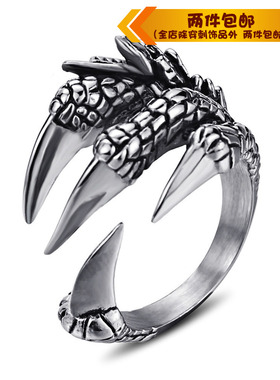 爪子动物活口朋克风钛钢戒指