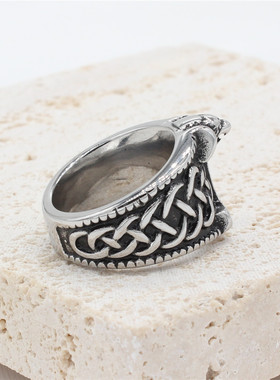 时尚钛钢男款戒指 个性复古北欧维京海盗男士钛钢戒指潮男指环