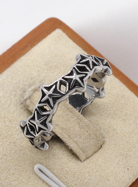 时尚钛钢男款戒指 欧美复古个性五角星戒指 星星钛钢戒指指环