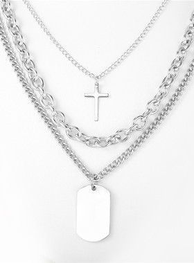 时尚十字架军牌多层钛钢钛钢