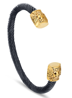 时尚风钛钢圆柱骷髅开口手环