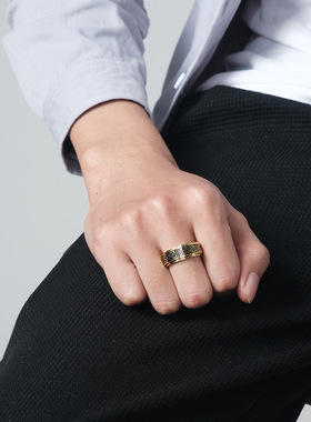 时尚钛钢戒指 欧美窄凯尔特结旋转戒指解压缓解焦虑钛钢戒指指环