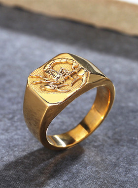 时尚钛钢男款戒指 欧美风个性朋克摇滚青年蝎子复古钛钢戒指指环