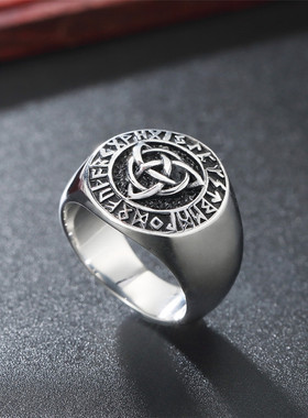 欧美风复古维京人钛钢戒指