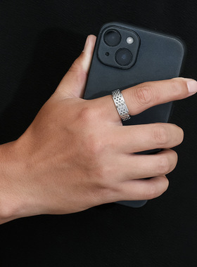 时尚钛钢戒指围城镂空围墙钛钢旋转戒指解压缓解焦虑钛钢戒指指环