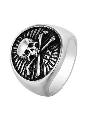 欧美朋克风骷髅头男士钛钢戒指