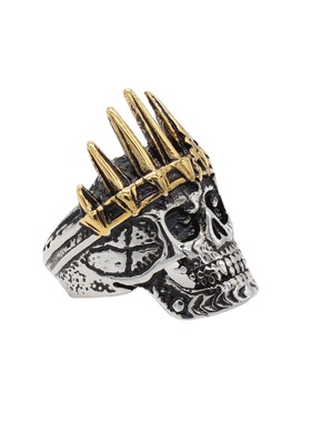 骷髅头钛钢时尚男皇冠钛钢戒指