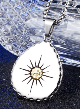 时尚钛钢项链  蓝松石复古老鹰钛钢吊坠男士钛钢项链