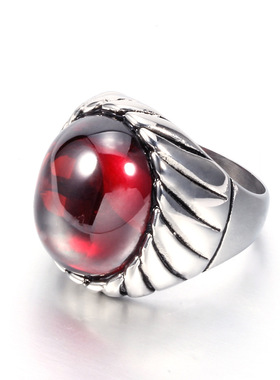 时尚风复古宝石钛钢戒指