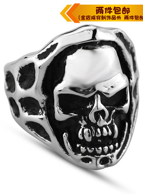 欧美骷髅头朋克风钛钢戒指