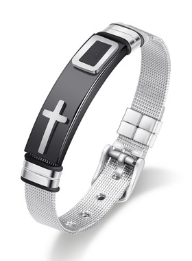 时尚风钛钢十字架手环