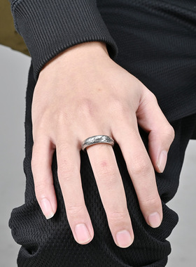 时尚钛钢戒指 指环王钛钢魔戒 2.8mm厚内外腐刻魔纹力量钛钢戒指