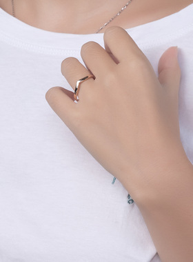 时尚钛钢戒指 桃心异形爱心戒指光面素圈可堆叠尾戒钛钢戒指指环