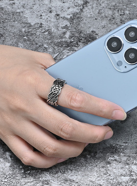 时尚钛钢戒指 欧美复古风凯尔特狼永恒结戒指 钛钢戒指指环