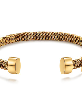 时尚钛钢手镯 简约开口字母钛钢手镯 气质简约情侣/闺蜜手环