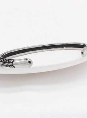 时尚钛钢手镯 欧美复古做旧图腾开口手镯 男女通用钛钢手镯