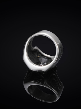 时尚风骷髅头复古钛钢戒指