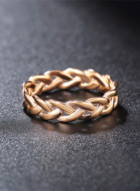 网红同款复古编织男士钛钢戒指