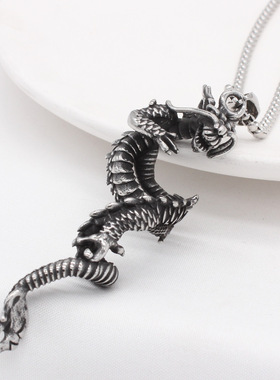 时尚钛钢项链 复古生肖龙吊坠 花木兰木须龙吊坠钛钢项链