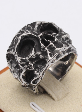 时尚钛钢男款戒指 欧美复古个性枯木骷髅头钛钢戒指指环 骷髅戒指